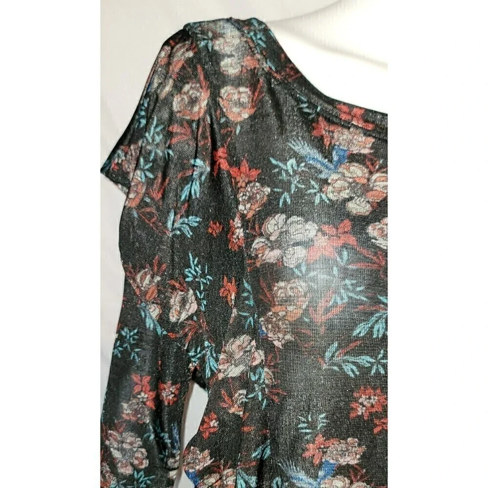 Free People Floral Dock Street Top Stretch Ruffle - Size SP